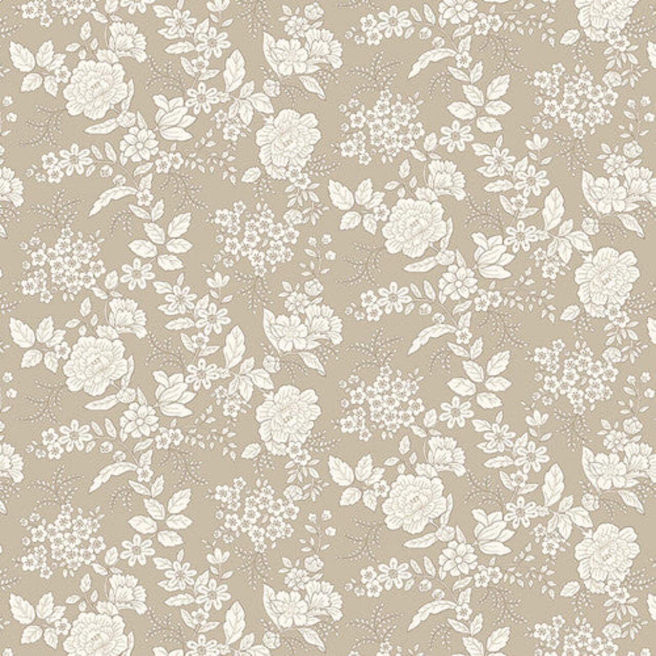 Fabric Henry Glass Taupe/Gray Floral Tranquility by the Quarter Yard 826-90